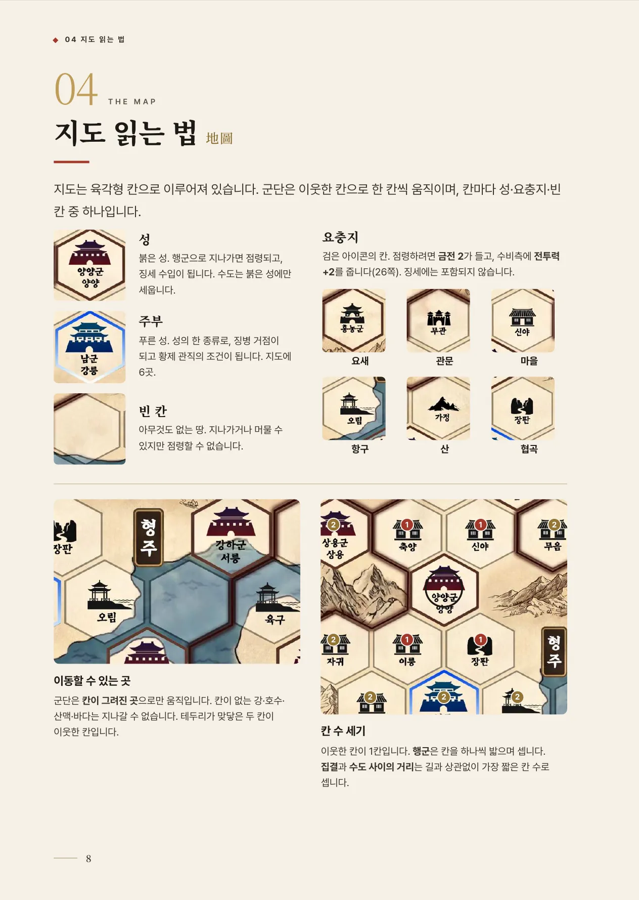 공식 규칙서 8쪽 · 04 지도 읽는 법