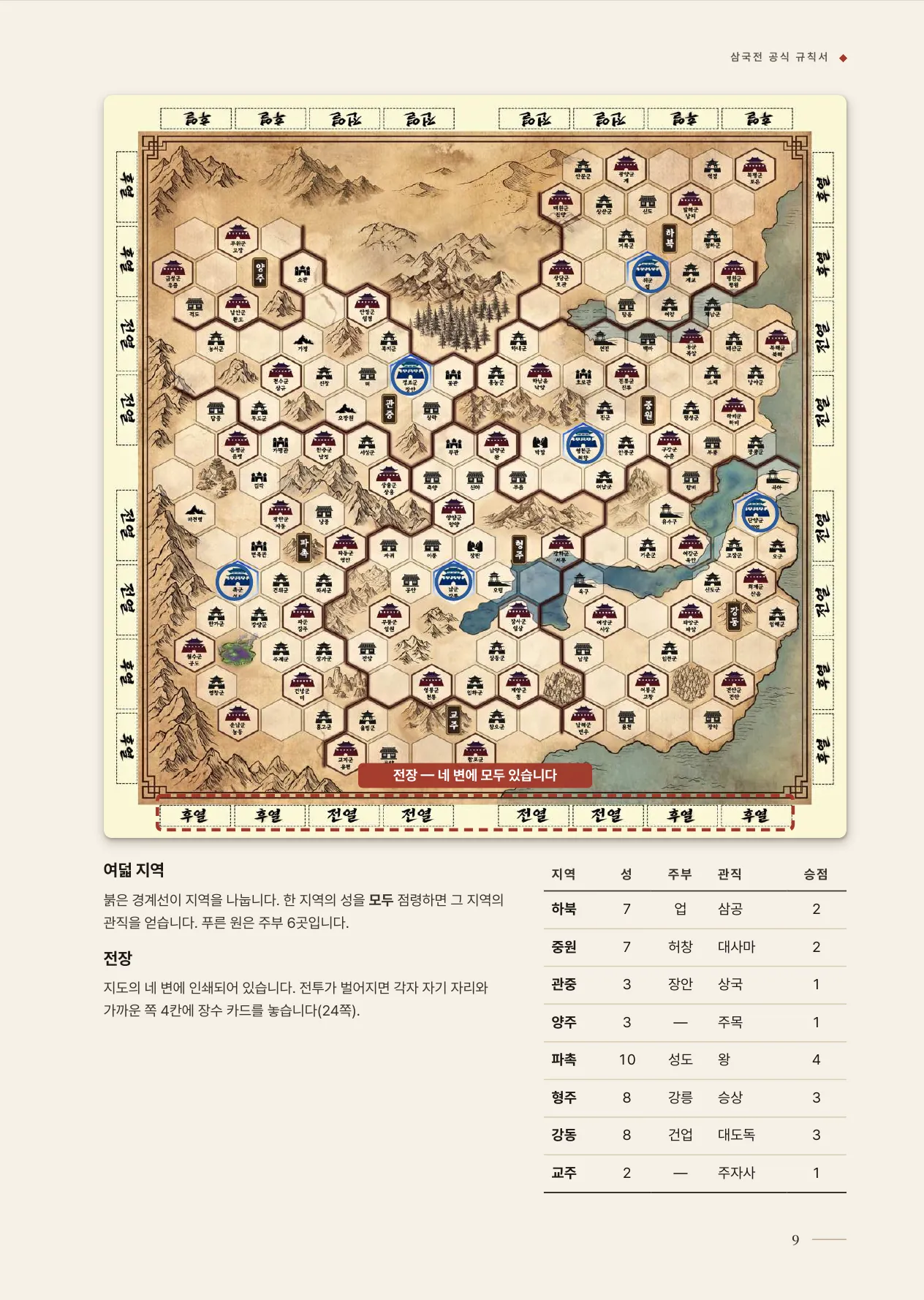 공식 규칙서 9쪽 · 04 지도 읽는 법