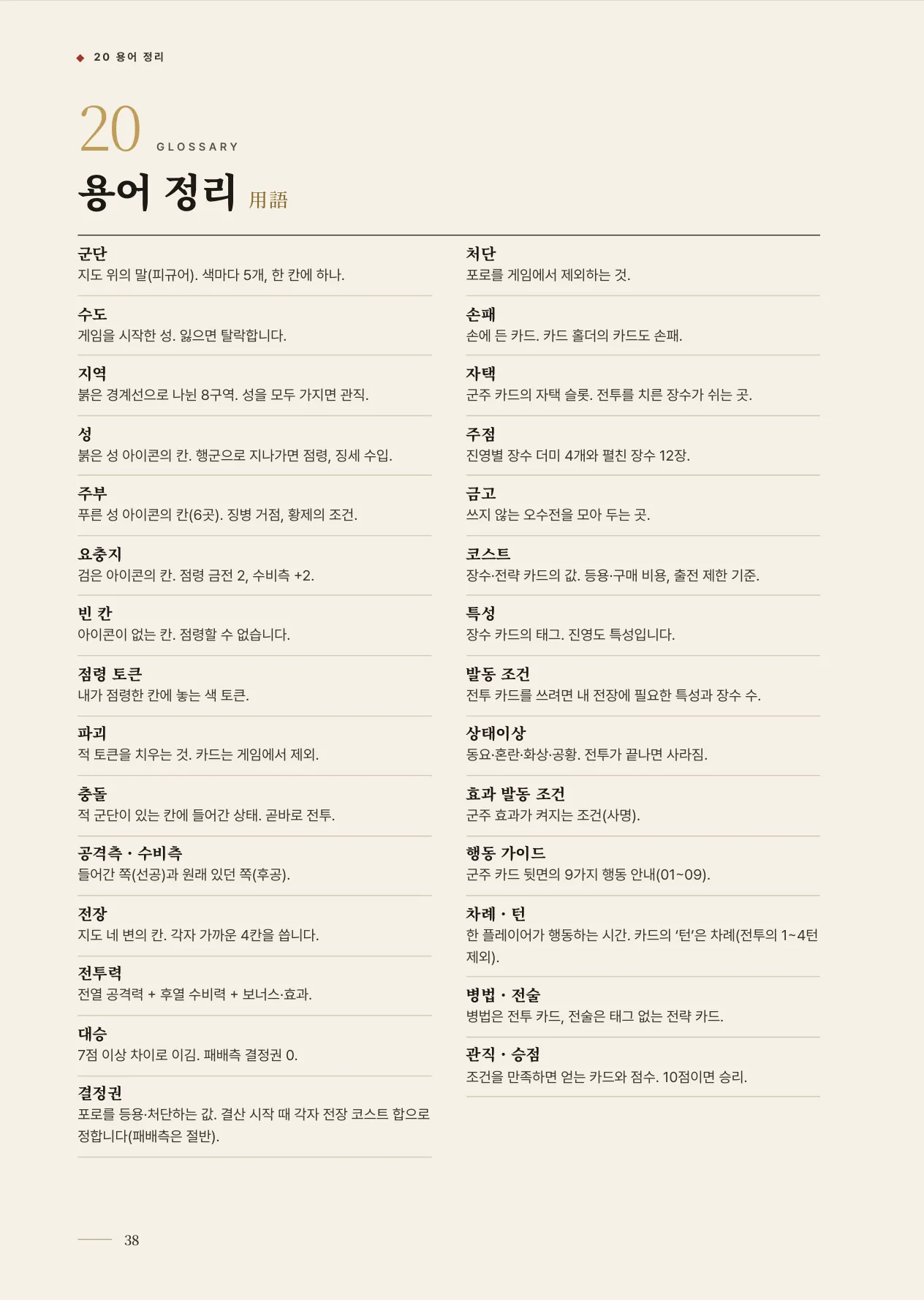 공식 규칙서 38쪽 · 20 용어 정리